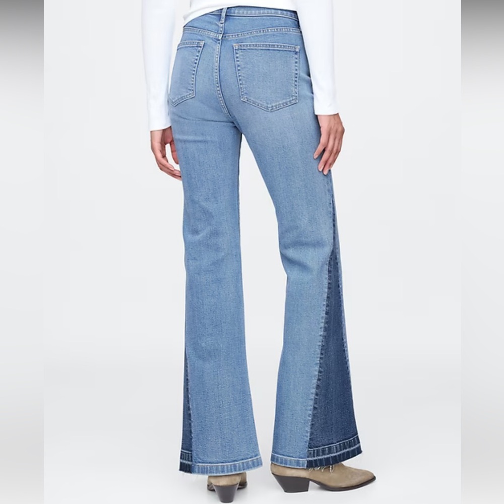 GAP High Rise Patched '70s Flare Jeans 32T - Picture 4 of 7